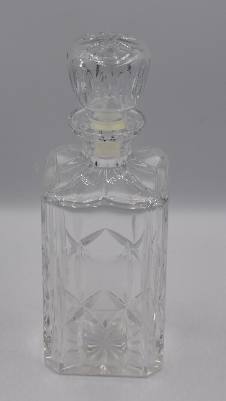 Vintage Signed Atlantis Miguel Crystal Square Whiskey Bourbon Decanter Barware
